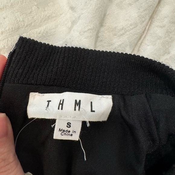 Anthropologie thml Black Dress with Sheer Polka Dot puff Sleeves - Picture 4 of 10